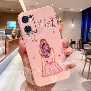 เคสโทรศัพท์ OPPO Reno 7 Z A76 A55 A95 A16K A16 4G 5G Handphone Casing Cute Lovely Cartoon Phone Cell Case Bling Girl Goddess Back View Casing Pink Back Cover เคส Reno7 Z 7Z Reno7Z OPPOA76