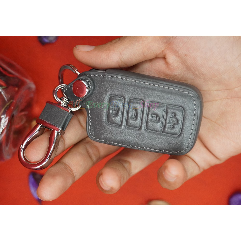 ซองหนังกุญแจรถยนต์-ซองหนังแท้-ซองรีโมท-เคสกุญแจหนังแท้-toyota-รุ่น-camry-hybrid-altis-2014-top-smart-key-4-ปุ่ม