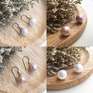 (S925) ต่างหูมุกแท้ มุกน้ำจืด Real pearl Sterling silver earrings