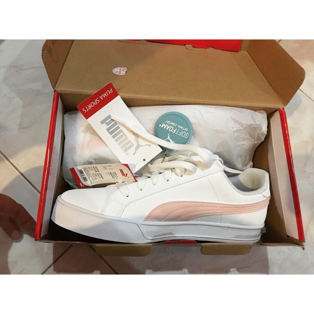 1 puma smash vulc classic white pink size39 Shopee Thailand
