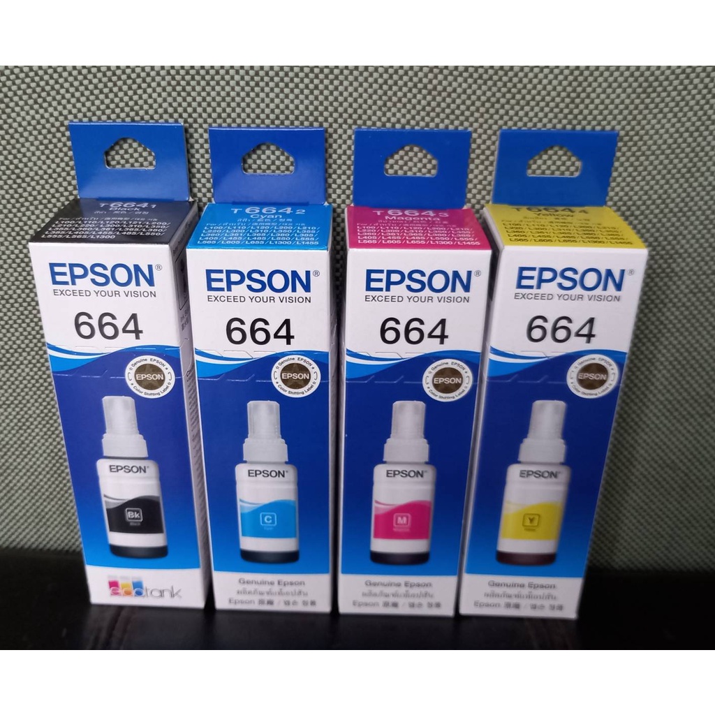 epson-t664100-200-300-400-4box-แท้bk-c-m-yรุ่น-l100-l110-l120-l200-l210-l300-l350-l355-l550-l555-นา