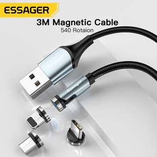 Essager 540° สายชาร์จแม่เหล็ก 3A 0.5 ม. - 3 ม. แบบชาร์จเร็ว สําหรับโทรศัพท์มือถือ Usb Type C Micro Ip