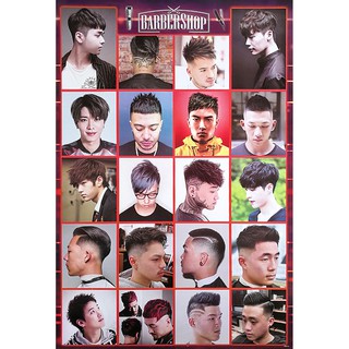 โปสเตอร์ ทรงผมชาย Mens Hairstyles Poster 24”x35” Inch Fashion Barber Salon Hairdresser v13