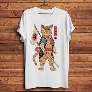 【Hot】เสื้อยืด พิมพ์ลายอนิเมะ Koi Tattoo Lucky Neko Cat Shogun Samurai Yamaguchi Gumi สไตล์สตรีท สําหรับผู้ชาย ผู้หญิง