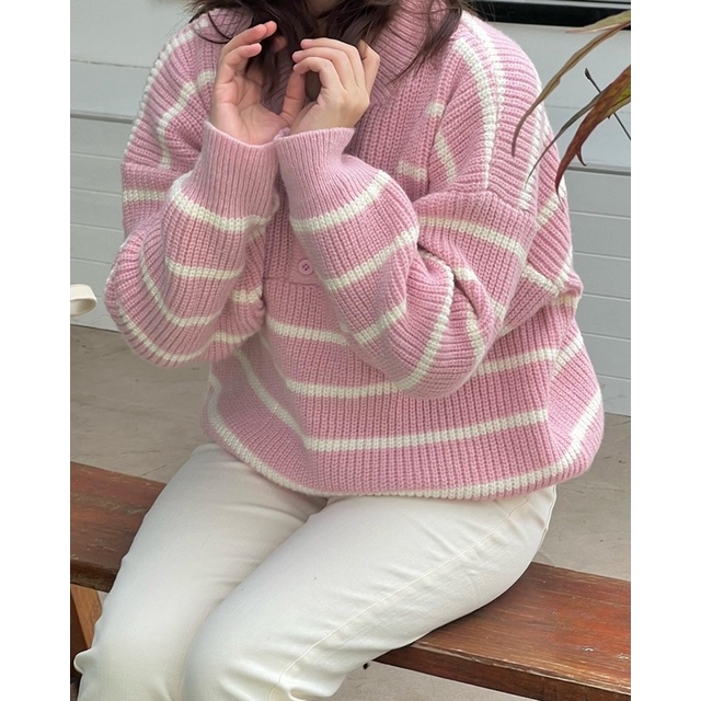 cpjgirlxx-potpourri-stripes-sweater-2colors-สเว็ตเตอร์ไหมพรมกันหนาว-ลายทาง-หนา
