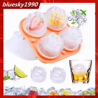 Rose ซิลิโคน Ice Cube Molder Creative Diamond Ice Cube ถาดผลไม้ Popsicle Maker พร้อมฝาปิดรูปทรงสี่เหลี่ยม DIY Ice Jelly Mould เครื่องครัว