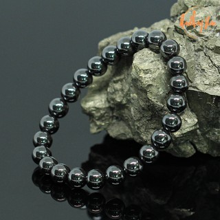 แร่เฮมาไทต์ หินเพชรดำ ขนาด 8 มิล Hematite กำไลหินมงคล แร่ในตระกูลเหล็กไหล กำไลหินแท้ หินสี กำไลหิน หินสีเงิน by.ออมทอง