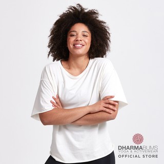 Dharma Bums Weekender Oversized Tee - White เสื้อยืดทรงหลวม ดาร์มา บัมส์