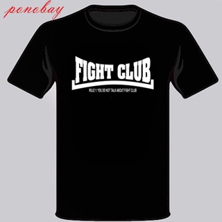 เสื้อยืดผ้าฝ้ายพิมพ์ลายคลาสสิก เสื้อยืด พิมพ์ลาย Fight Club Rule MMA Muaythai Kick Boxing Slogan สีดํา สไตล์คลาสสิก ไม่ซ