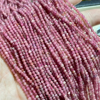 ทัวมารีนสีชมพู Pink Tourmaline 2mm เจียเหลี่ยม เส้นยาว หินแท้ หินธรรมชาติ