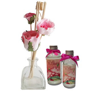 Lotus Flower diffuser set with essential oil 60 ml. and 120ml. น้ำมันหอมระเหยกลิ่น Lotus Flower