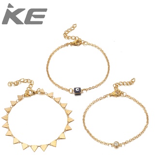 Jewelry Creative Simple Alloy Geometric Triangle Diamond Eyes 3 Set Anklets for girls for wome