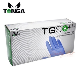 ถุงมือไนไตร ถุงมือไม่มีแป้ง Tonga พร้อมส่ง มีสินค้า กล่องละ 100ชิ้น สีฟ้า ขายส่งเริ่มต้น 249