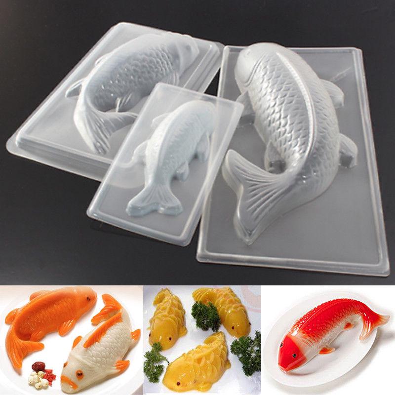 แม่พิมพ์พลาสติก 3 D รูปปลา Koi Jelly Sugarcraft แม่พิมพ์ช็อคโกแลต