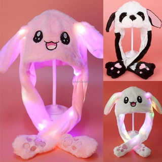 Ch*【พร้อมส่ง】หมวกหูกระต่าย มีไฟ LED เรืองแสง ขยับได้ สําหรับเด็กผู้หญิง คอสเพลย์ คริสต์มาส