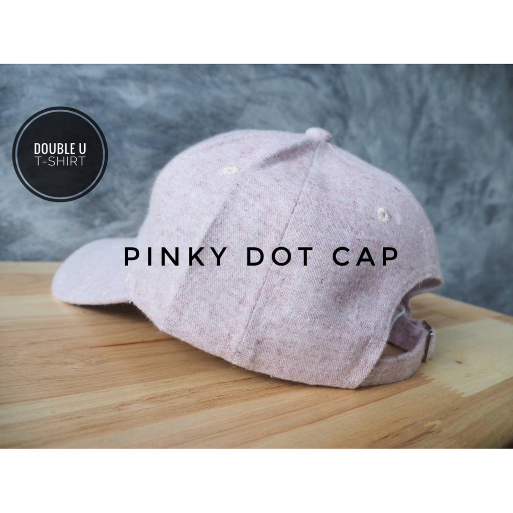 ออกใบกำกับภาษีได้-หมวกแก๊ปสีพื้นชมพูกระขาว-pinky-dot-cap