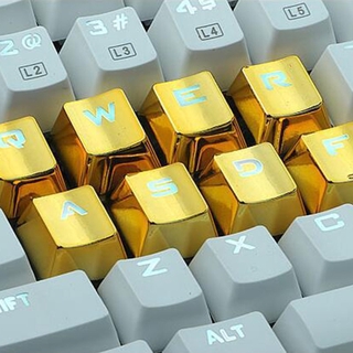 ภาพหน้าปกสินค้า2-Key Pbt Keycaps Gold-Plated Metal Personality Light Transmission ที่เกี่ยวข้อง