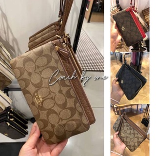 ส่งฟรี ผ่อน0%❤️New coach Double Zip Wallet In Signature Canvas