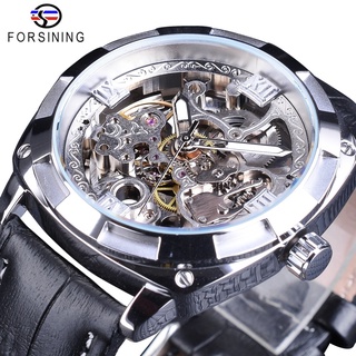 Forsining Sport Watches Black Silver Open Work Clock Male Luminous Waterproof Mens Automatic Wrist Watches Top Brand Lux