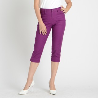 C&amp;D Cotton Pants กางเกงซีแอนด์ดี กางเกงสามส่วน ทรง Pedal Pusher ผ้าคอตตอล สีม่วง (CL16DV)