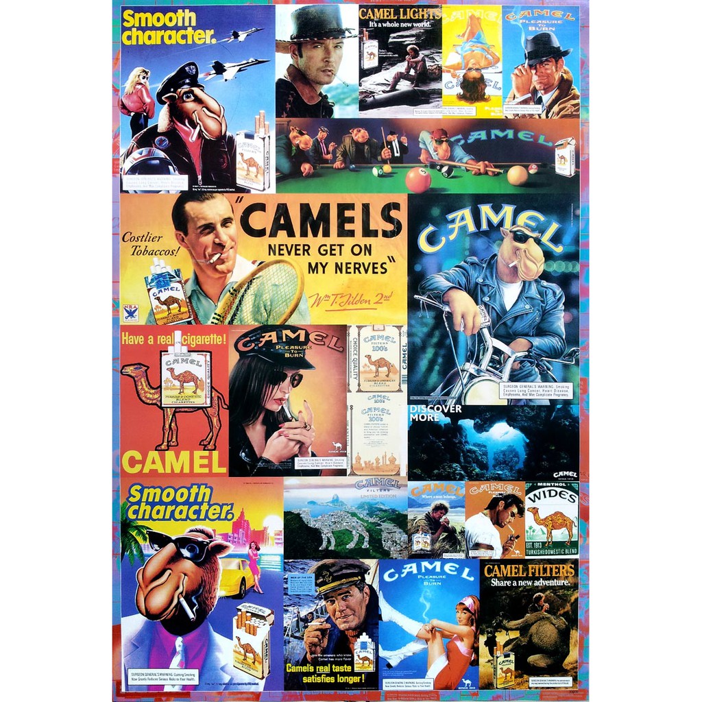 โปสเตอร์-โฆษณา-โบราณ-บุหรี่-คาเมล-camel-cigarette-vintage-advertising-poster-24-x35-inch-label-sign