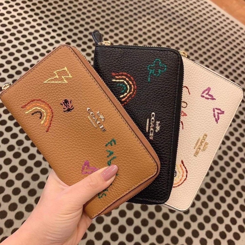 Coach Medium ID Zip Wallet With Diary Embroidery Shopee Thailand
