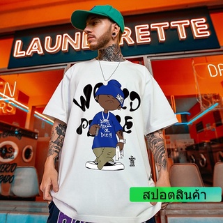 เสื้อยืดแขนสั้นลําลอง ผ้าฝ้าย ทรงหลวม ขนาดใหญ่ โอเวอร์ไซซ์ สไตล์สตรีท สําหรับผู้ชาย ไซซ์