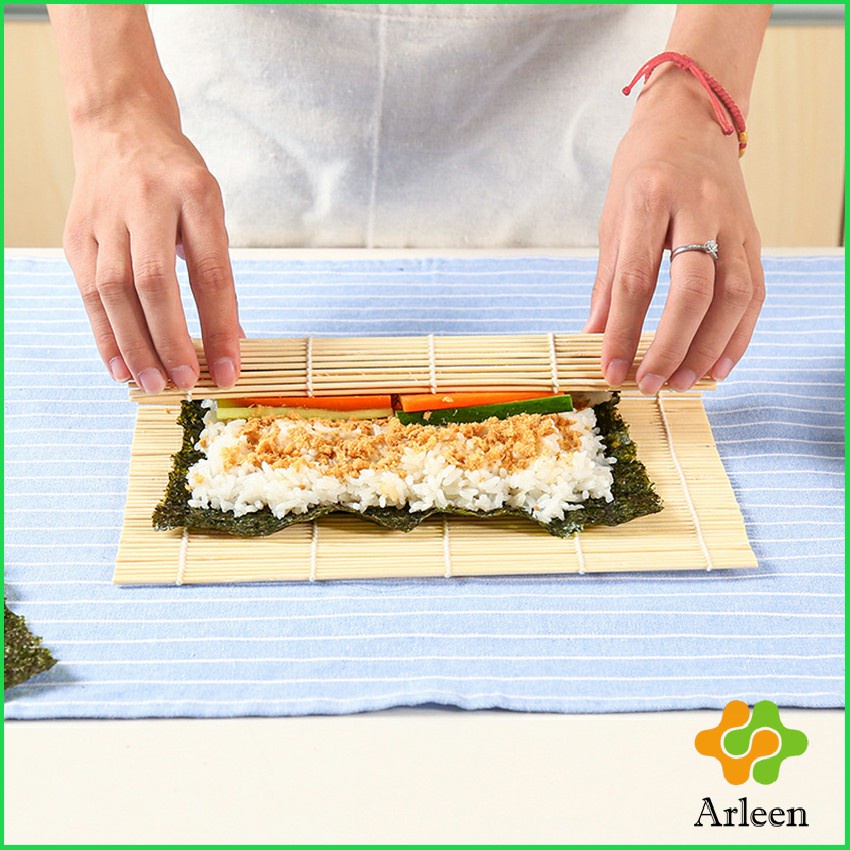 arleen-เสื่อม้วนซูชิแบบไม้-ที่ม้วนซูชิ-เครื่องมือโอนิกิริ-ทำจากไม้ไผ่-sushi-bamboo-roller