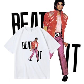 เสื้อยืด American Michael Jackson mj retro พิมพ์เสื้อผ้าผ้าฝ้ายรอบคอแขนสั้นเสื้อยืดผู้ชายและผู้หญิงฤดูร้อน neutral
