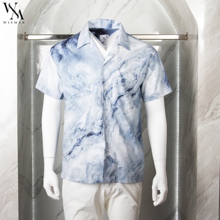 ภาพขนาดย่อของสินค้าเสื้อเชิ้ตฮาวายแขนสั้น ลายหินอ่อน(ไอซบลู) : Hawaii ICE-BLUE Marble Shirt Short-sleeved