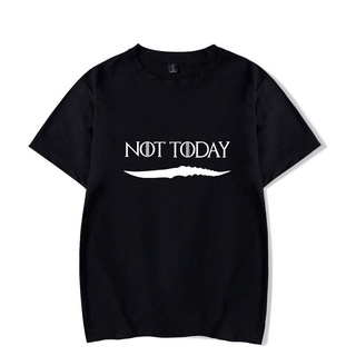 เสื้อยืดแขนสั้น ผ้าฝ้าย พิมพ์ลาย Game of Thrones Arya Stark Not Today  สําหรับผู้ชาย O65YT668709สามารถปรับแต่งไ