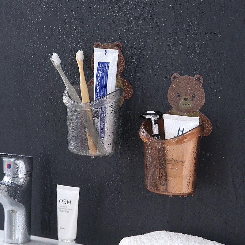 ที่วางแปรงสีฟันหมีน้อย-ที่ใส่แปรงสีฟัน-ติดผนัง-ที่ใส่ของในห้องน้ำติดผนัง-ที่ใส่ยาสีฟัน-ที่วางอุปกรณ์ในห้องน้ำ