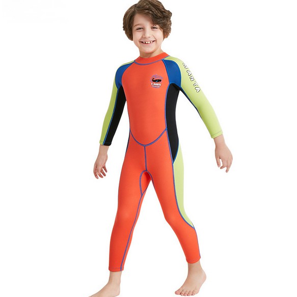 ควบคุมอุณหภูมิ-ชุดว่ายน้ำ-bodysuit-แขนยาวขาวยาวเด็กชาย