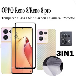 ฟิล์มเลนส์กล้อง + ฟิล์มกระจกเต็มจอ+ ฟิล์มหลัง ฟิล์มชุด3in1 OPPO Reno8 Reno8Z Reno8Pro ฟิล์มกันกระแทกขอบดำ ส่งจากไทย