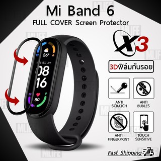 ฟิล์ม 3D - นาฬิกา Xiaomi Mi Band 6 ขอบสีดำ ฟิล์มเต็มจอ ลงขอบโค้ง ฟิล์มกระจก PET Film Cover Screen Protector
