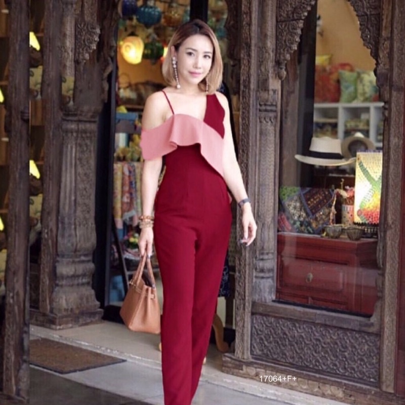 pe17064-jumpsuit-จั้มสูทสายเดี่ยวไหล่เดียว