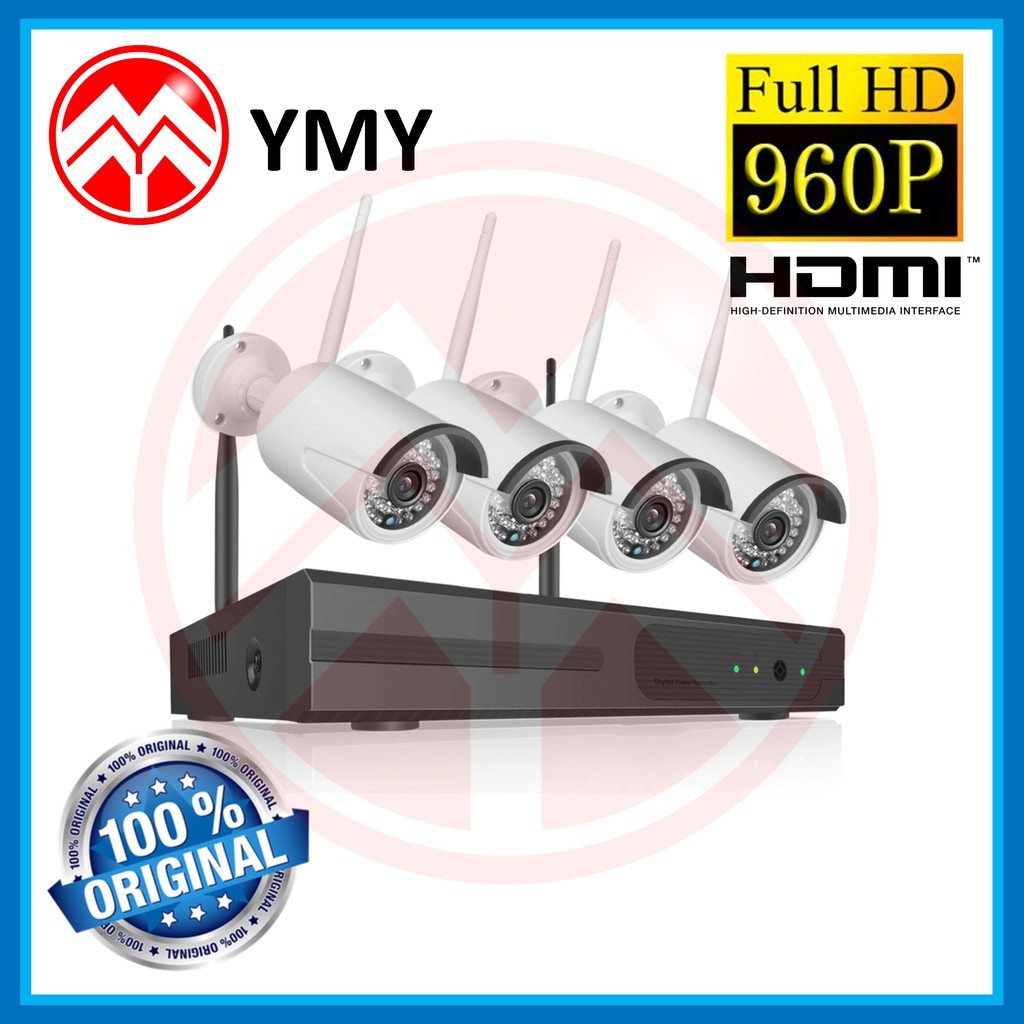 Ymy ชุดกล้องวงจรปิดไร้สาย WIFI NVR 4 ช่อง 1.3MP 960P 2MP 1080P HD NVR ...
