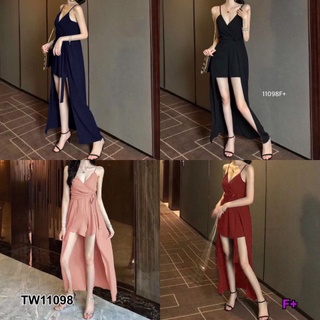 B11098 Jumpsuit สายเดี่ยวขาสั้น แต่งคลุมกระโปรง One-piece short jumpsuit cover up skirt