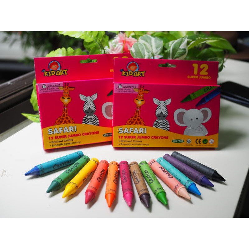 คิดอาร์ท-สีเทียนซุปเปอร์จัมโบ้12สี-ไร้สารอันตราย-คละแบบ-12-super-jumbo-crayons
