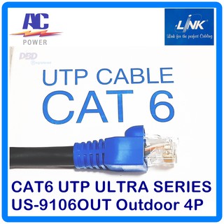LINK สายแลน สายเน็ตเวิร์ค ติดตั้งภายนอก LAN CAT6 UTP 600 Mhz Outdoor US-9106OUT Double Jacket