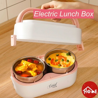 กล่องอาหารไฟฟ้าแบบพกพา กล่องข้าว หม้อหุงข้าวเล็ก ช้อนส้อมพกพา eletric lunch box【Banlu375】