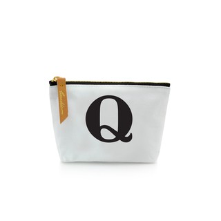 กระเป๋าผ้าลายอักษร ALPHABET  Pouch Coin Bag  WHITE  Q