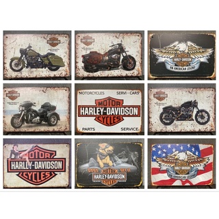 ป้ายสังกะสี ป้ายวินเทจ HARLEY ขนาด 20x30 cm