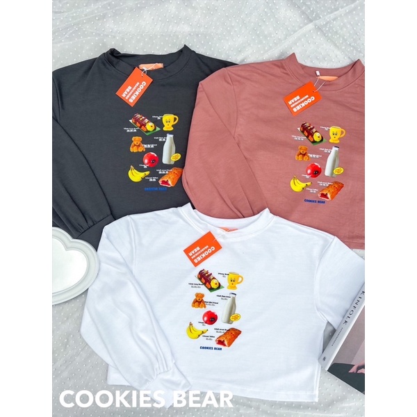 cookies-bear-ครอปแขนยาวสเวตเตอร์