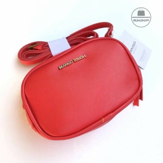 MANGO Saffiano-effect mini bag (outlet) สีแดง