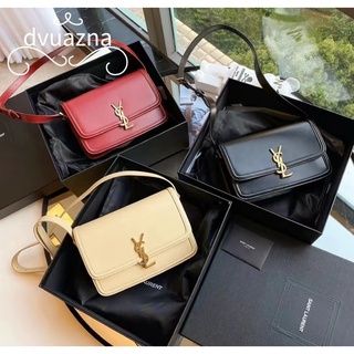 ของแท้ SAINT LAURENT/YSL Solferino Box tofu bag shoulder messenger bag