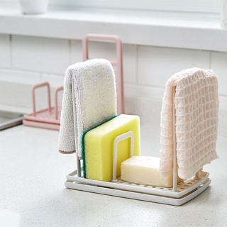 be&gt; Sink Organizer DIY Kitchen Utensil Holder Sponge Drainer Dish Towel Holder Caddy Organiser with Drain Pan for Bathroom