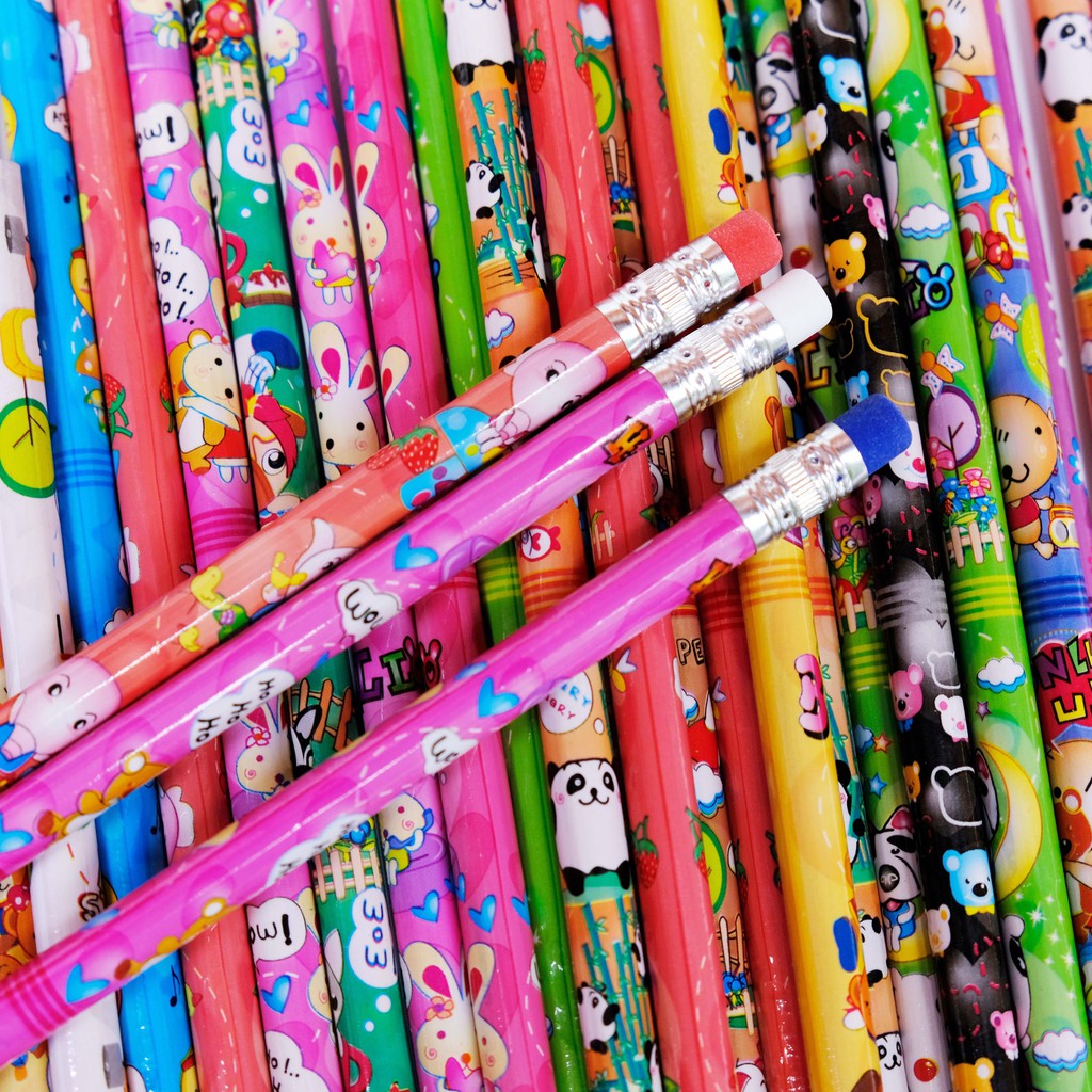 ดินสอ-hb-คละแบบ-เกรด-a-เครื่องเขียน-ดินสอเขียนหนังสือ-ดินสอไม้-ดินสอน่ารัก-คละลาย-แพ็ก-10-แท่ง