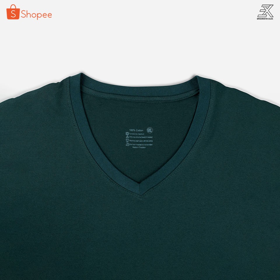 expogarment-เสื้อยืดสีเขียวหัวเป็ด-ไซต์ใหญ่-คอกลม-คอวี-คอตตอน100-ไซส์2xl-6xl