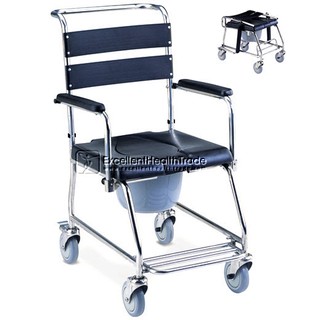 รถเข็นนั่งถ่ายสแตนเลสกันสนิม (Stainless Commode Wheelchair)